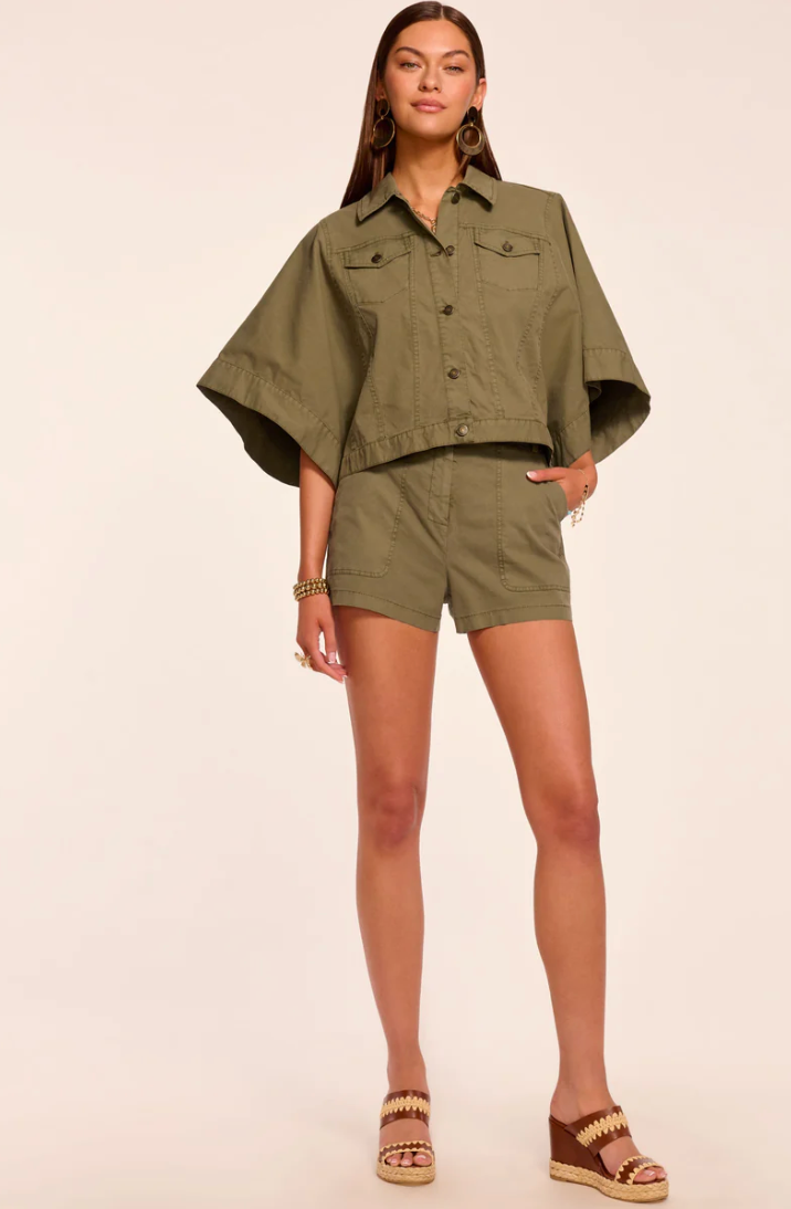 Hilary Canvas Mini Short in Safari Green by Ramy Brook