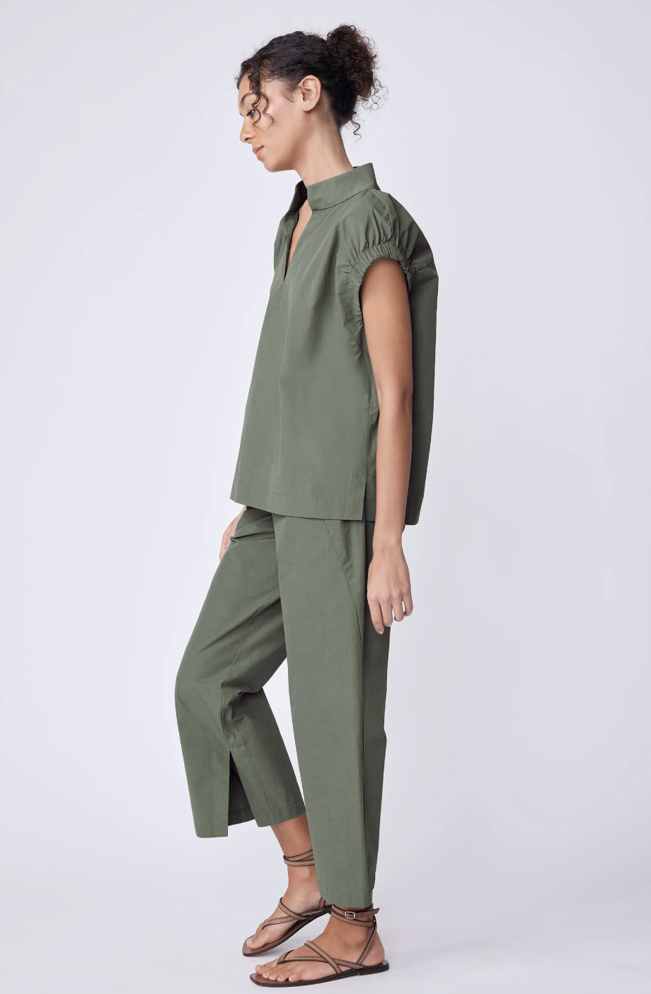 Jodie Gather Cap Sleeve in Cactus by Kal Rieman