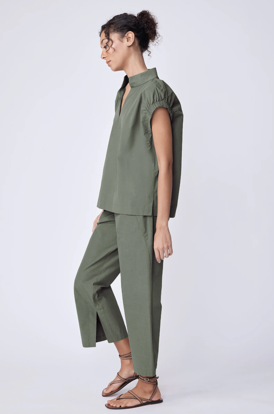 Jodie Gather Cap Sleeve in Cactus by Kal Rieman