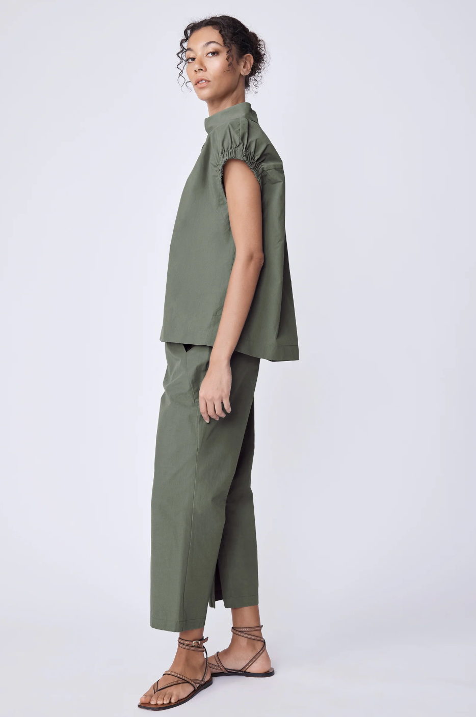 Jodie Gather Cap Sleeve in Cactus by Kal Rieman