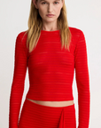 Long Sleeve Cropped Crewneck in Chili by Smythe