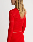 Long Sleeve Cropped Crewneck in Chili by Smythe