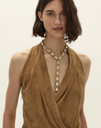 Fuste Leather Top in Camel by Curatoria