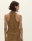 Fuste Leather Top in Camel by Curatoria