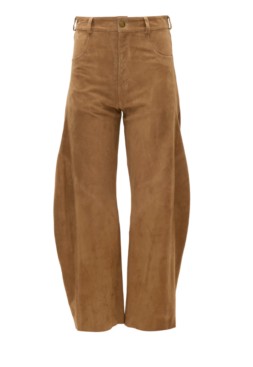 Quebrada Suede Trousers in Camel by Curatoria