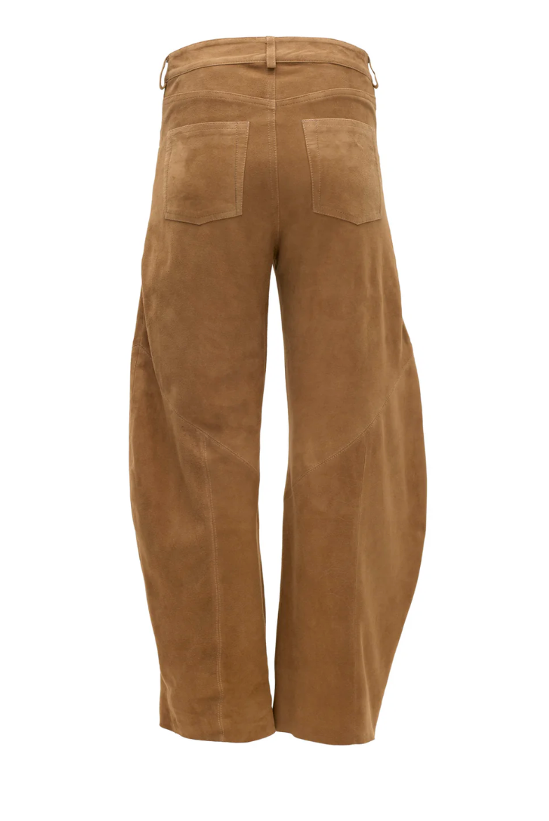 Quebrada Suede Trousers in Camel by Curatoria