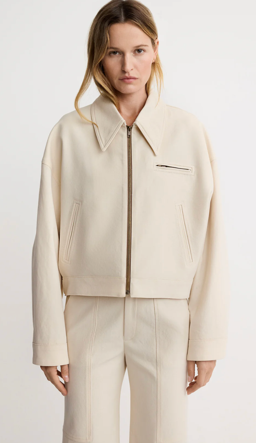 Crop Zip Jacket in Ecru by Smythe