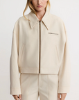 Crop Zip Jacket in Ecru by Smythe