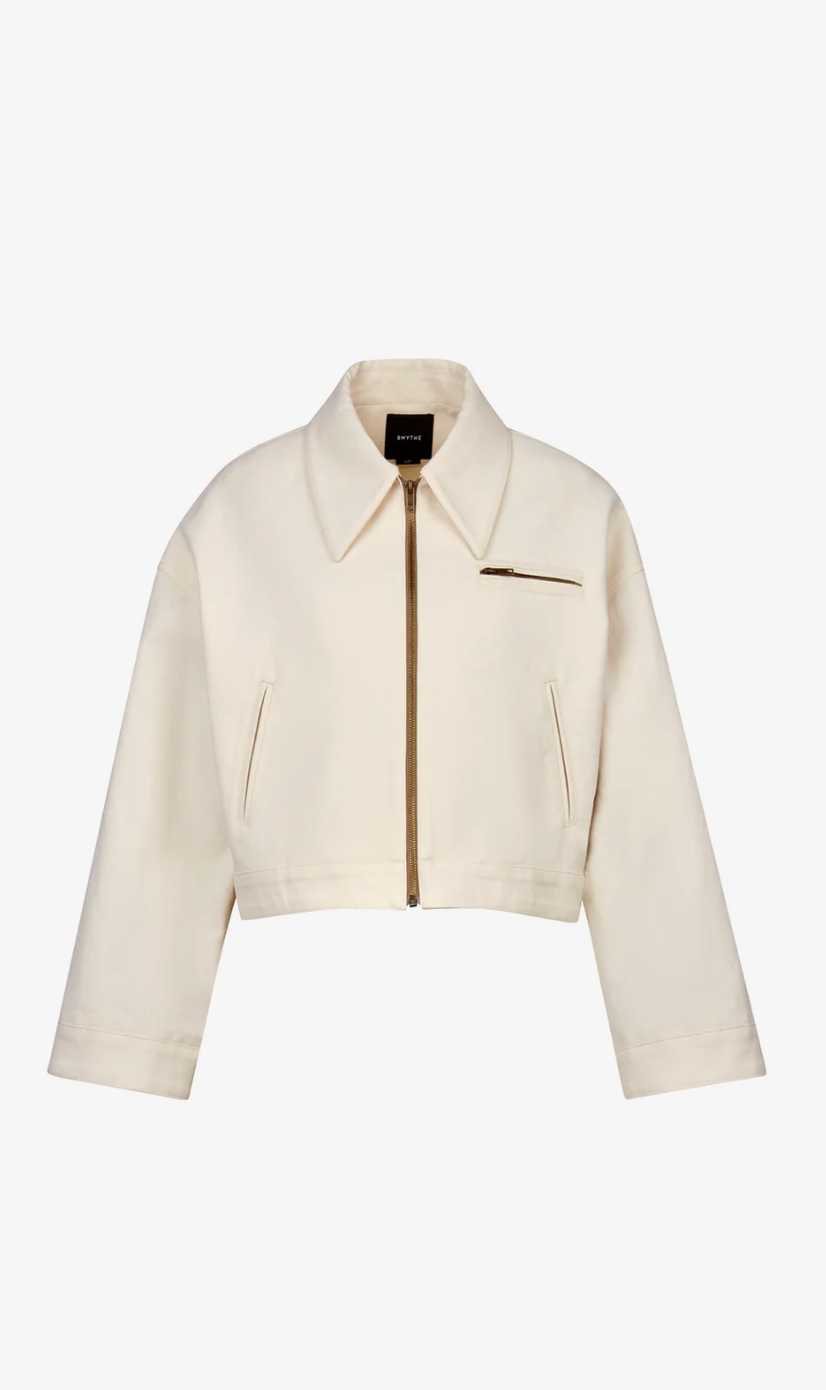 Crop Zip Jacket in Ecru by Smythe