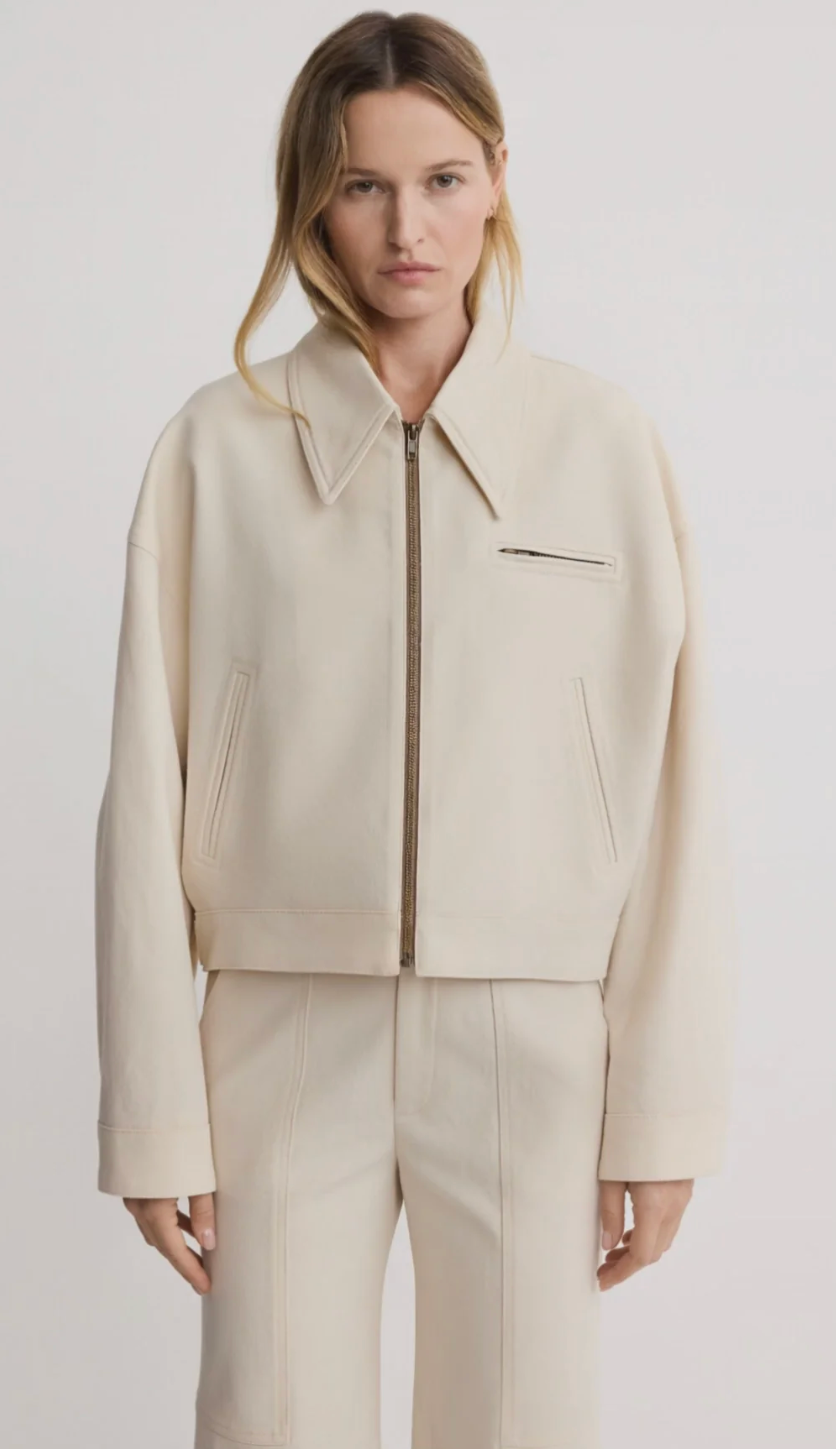 Crop Zip Jacket in Ecru by Smythe