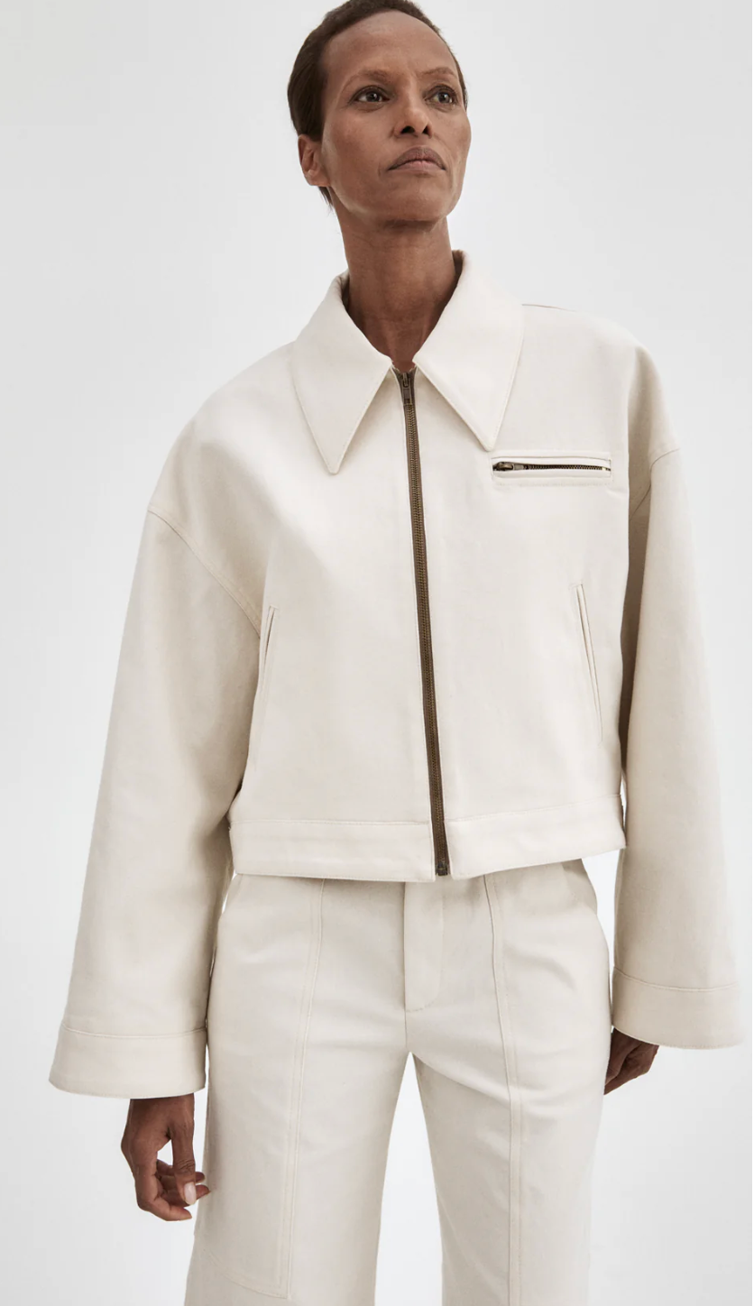 Crop Zip Jacket in Ecru by Smythe