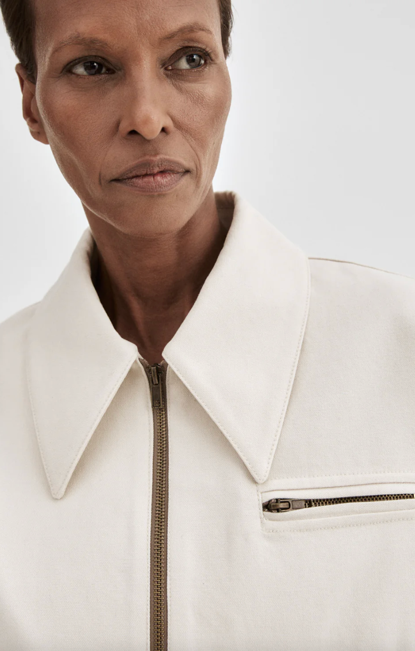 Crop Zip Jacket in Ecru by Smythe