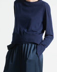 Elodie Layered Crewneck in Navy by Saint Art