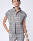 Lena Zip Vest in Sunset Plaid by Kal Rieman