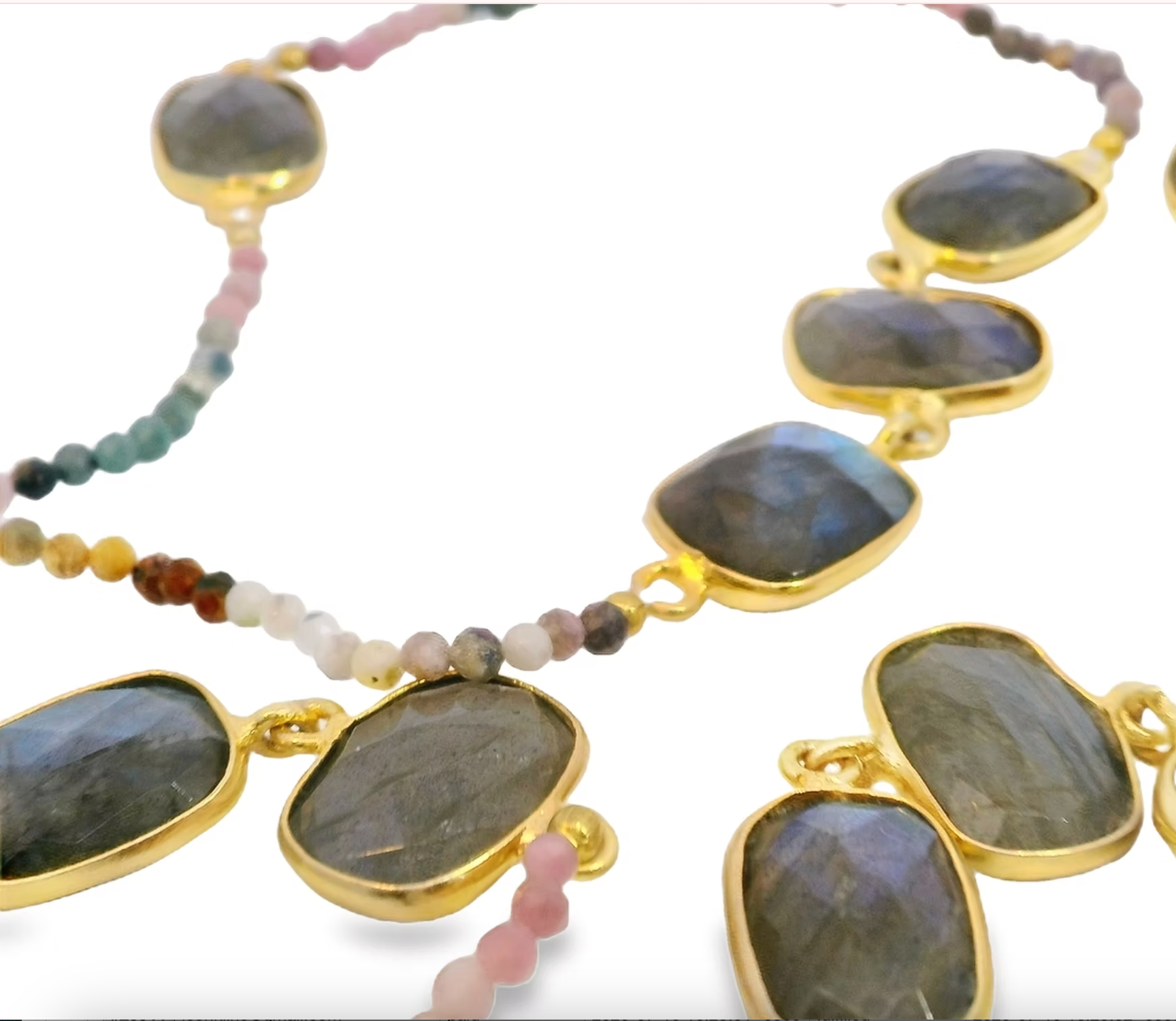 Labradorite and Tourmaline Long Necklace by Leela Grace Jewelry