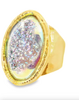 White Druzy Ring by Leela Grace Jewelry
