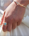 Turquoise and Diamond Sun Ring by Leela Grace Jewelry