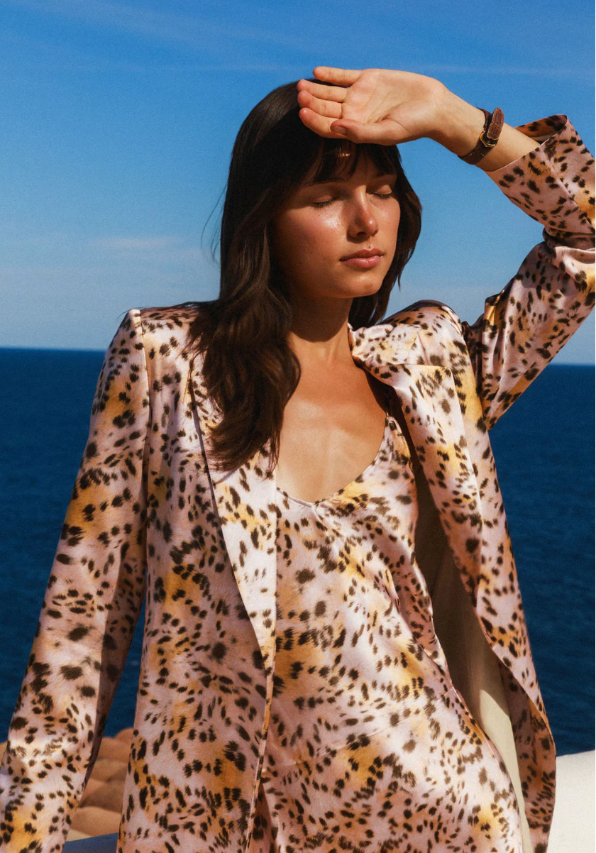 Emma Slip Dress in Blush Leopard by Catherine Gee