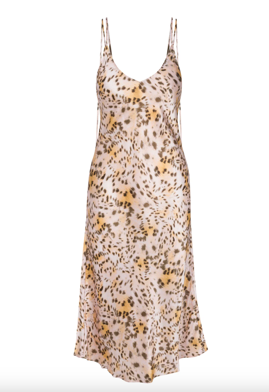 Emma Slip Dress in Blush Leopard by Catherine Gee
