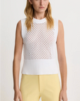 Mesh Knit Vest in White by Smythe