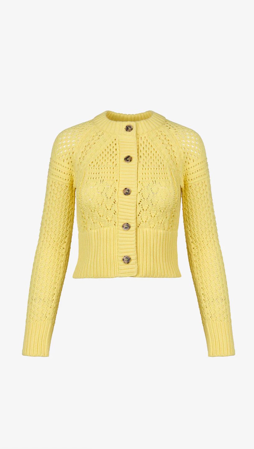 Crochet Cardigan in Lemon By Smythe