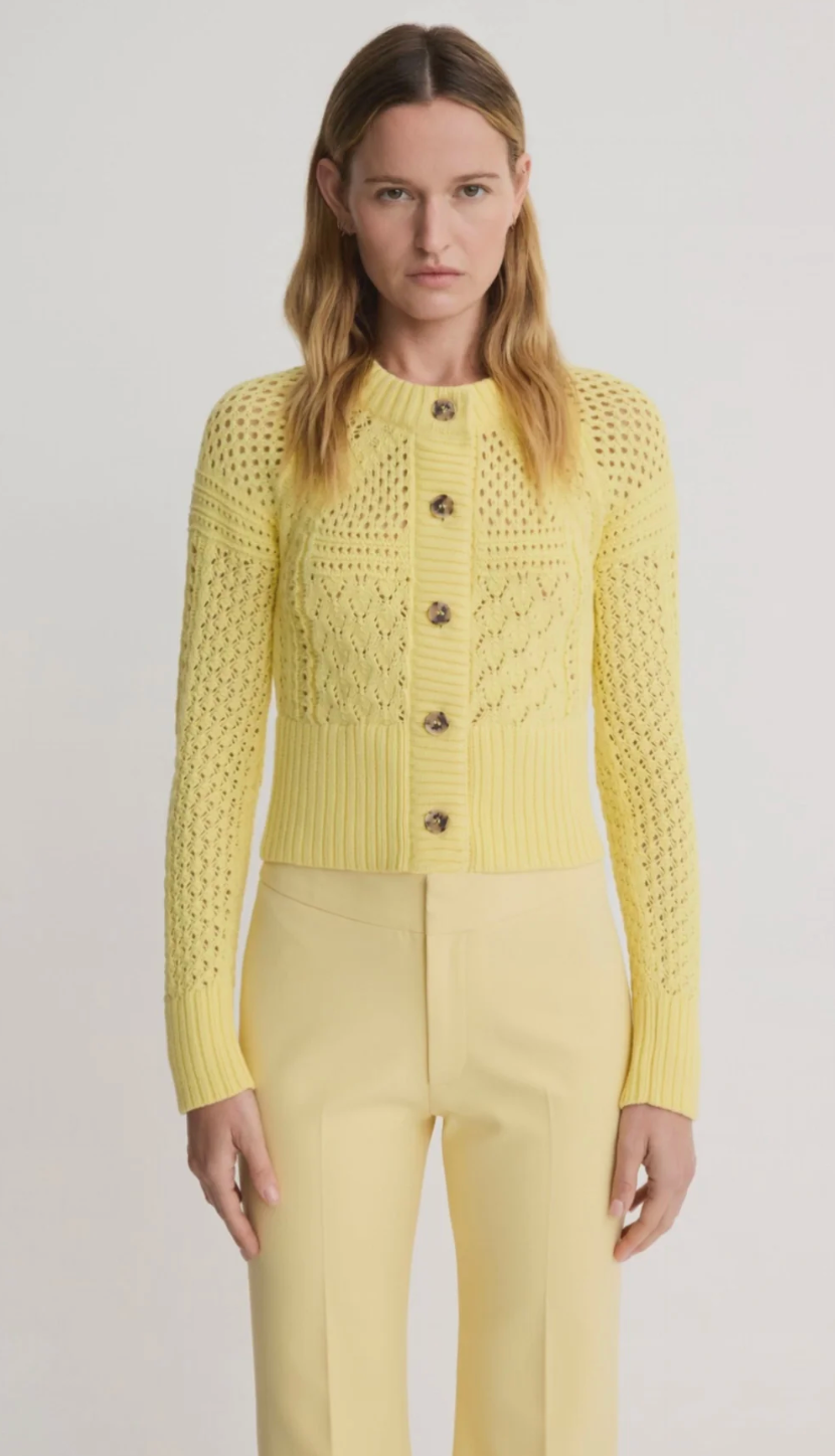 Crochet Cardigan in Lemon By Smythe