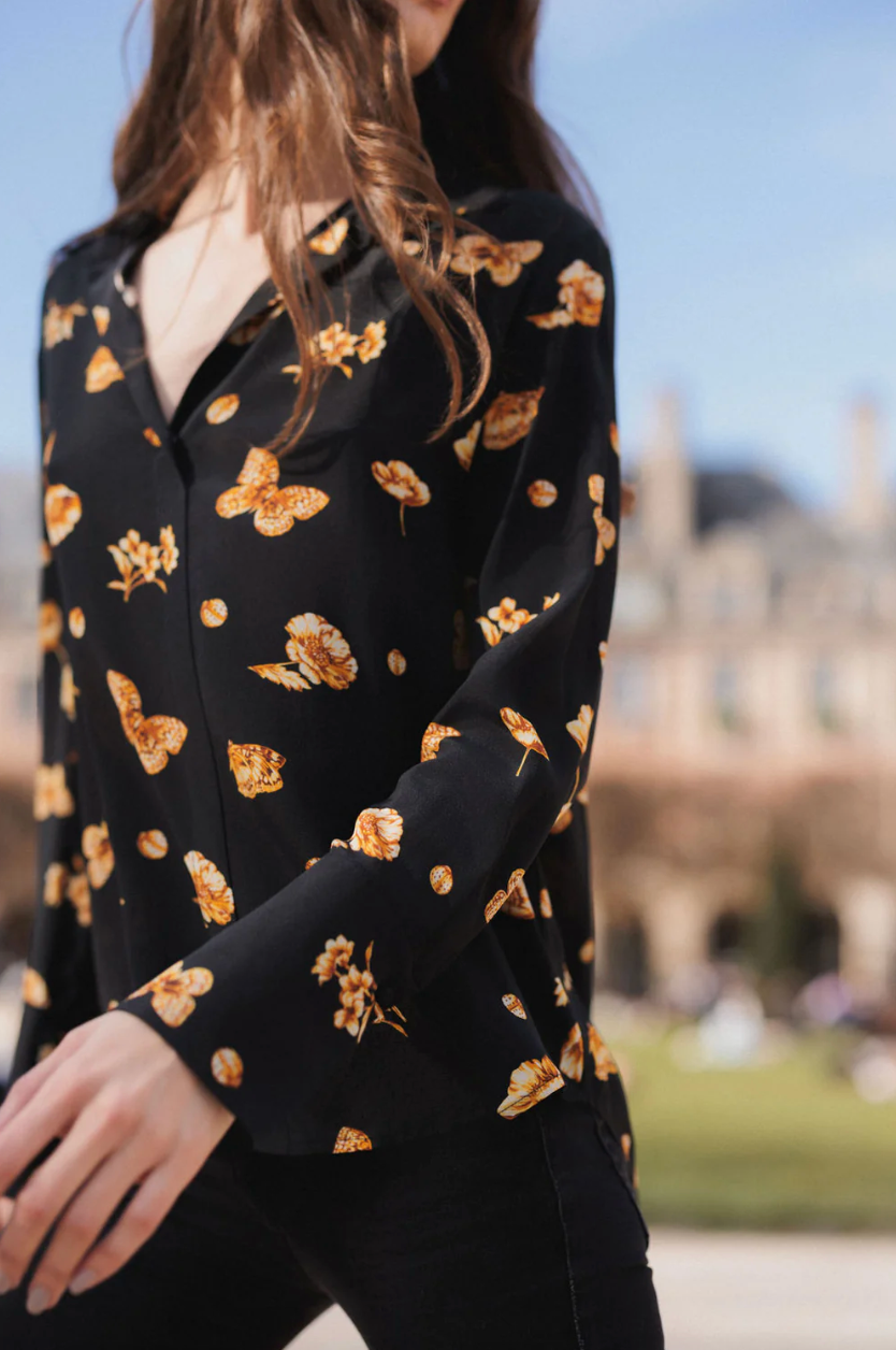 Daria French Cuff Silk Blouse in Gold Monarch by Catherine Gee