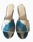 Silk Velvet Ikat Slide in Blue Gray by Ayca Design