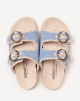 Clay Sandal in Sand Suede Sky Blue by Laidback London