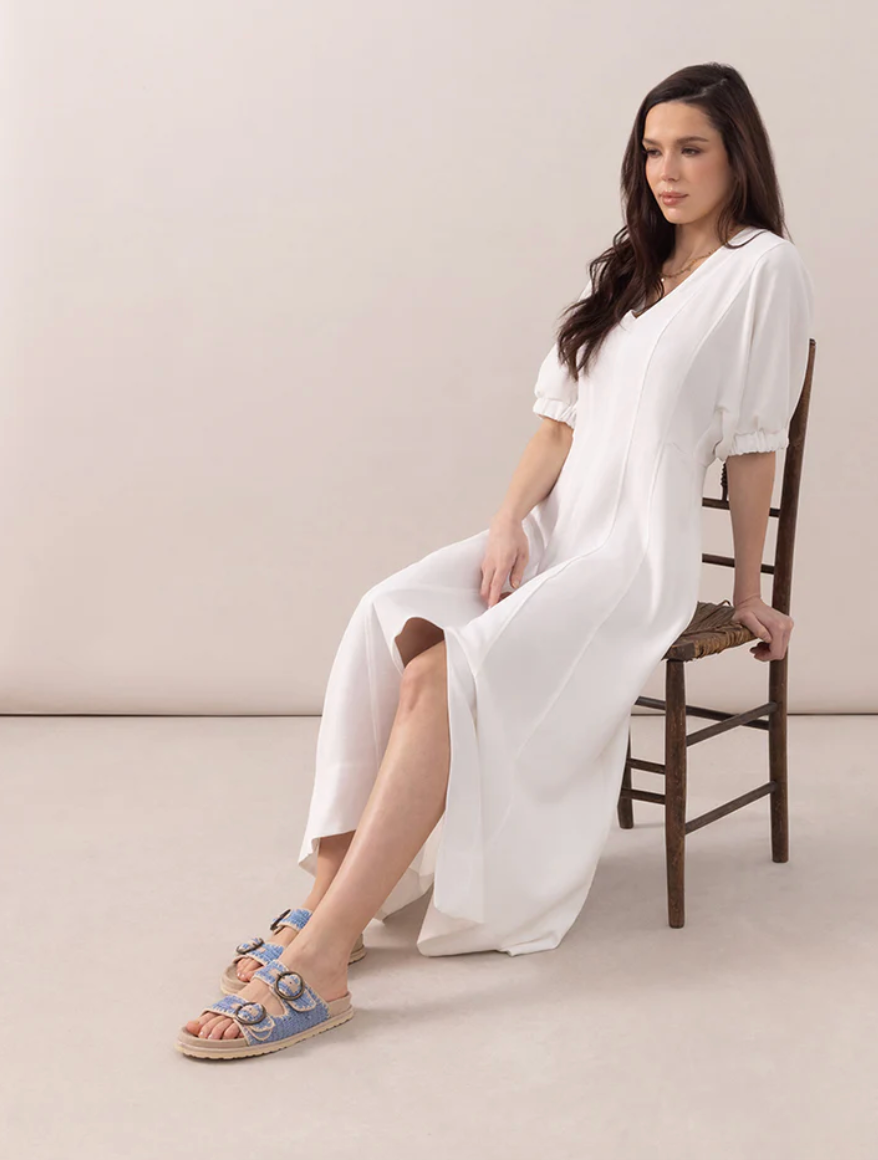 Clay Sandal in Sand Suede Sky Blue by Laidback London