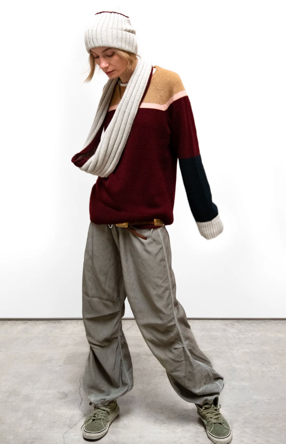 MATTE/SATIN LOOSE DRAWCORD BIGGY PANT in Mud by FREECITY