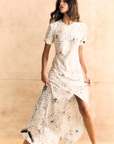 Audrey T-Shirt Dress in White Snake by Michelle Jonas