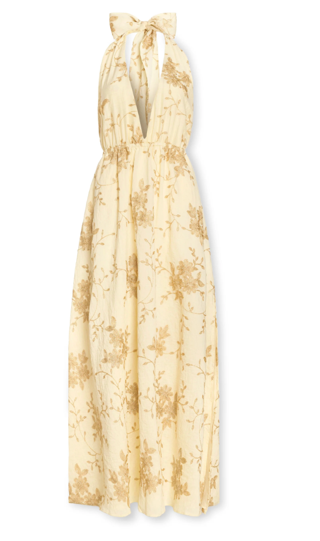 metallic embroidered maxi dress Metallic Embroidered Maxi Dress
