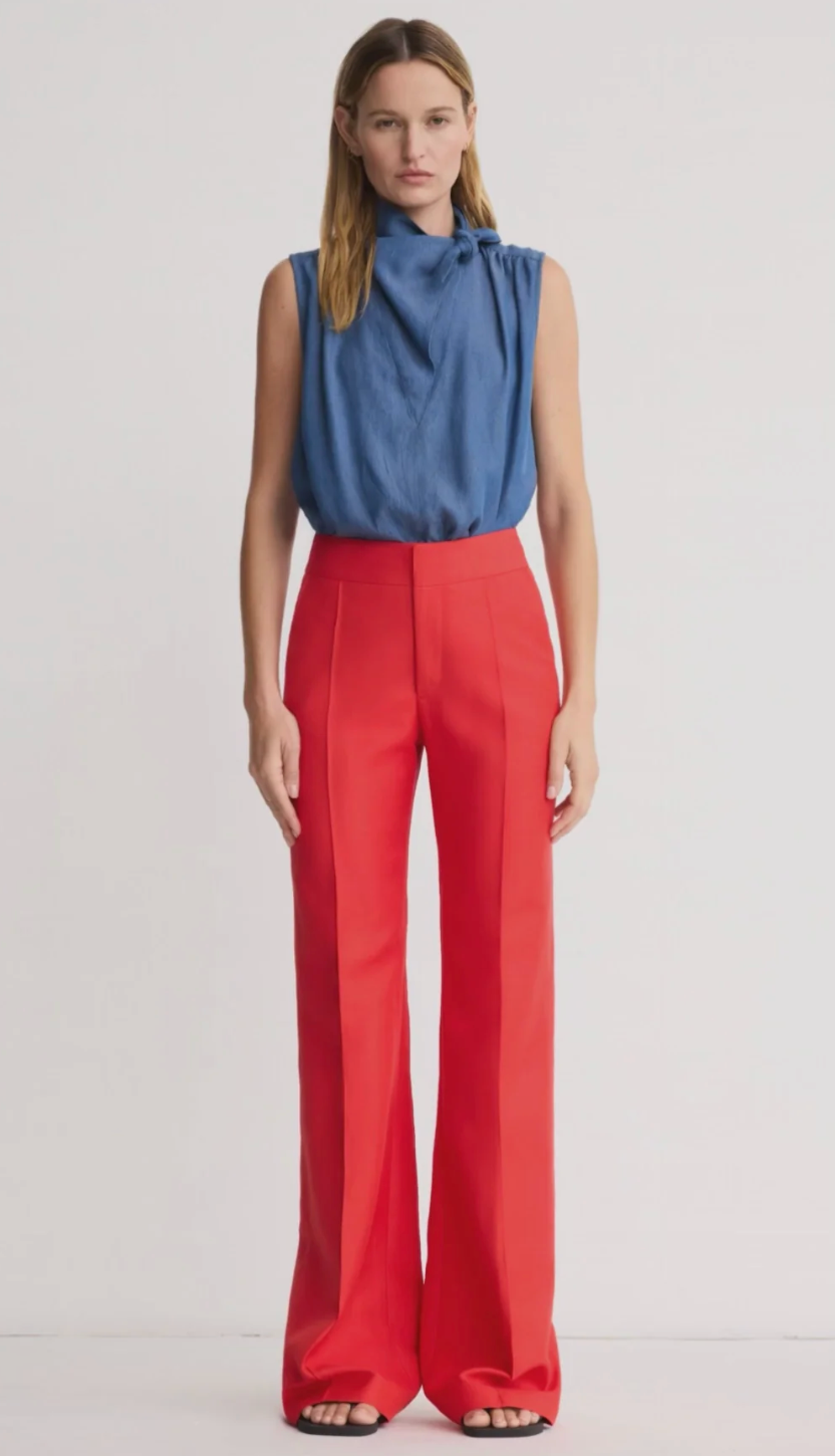 Wide Leg Pintuck Trouser in Poppy by Smythe